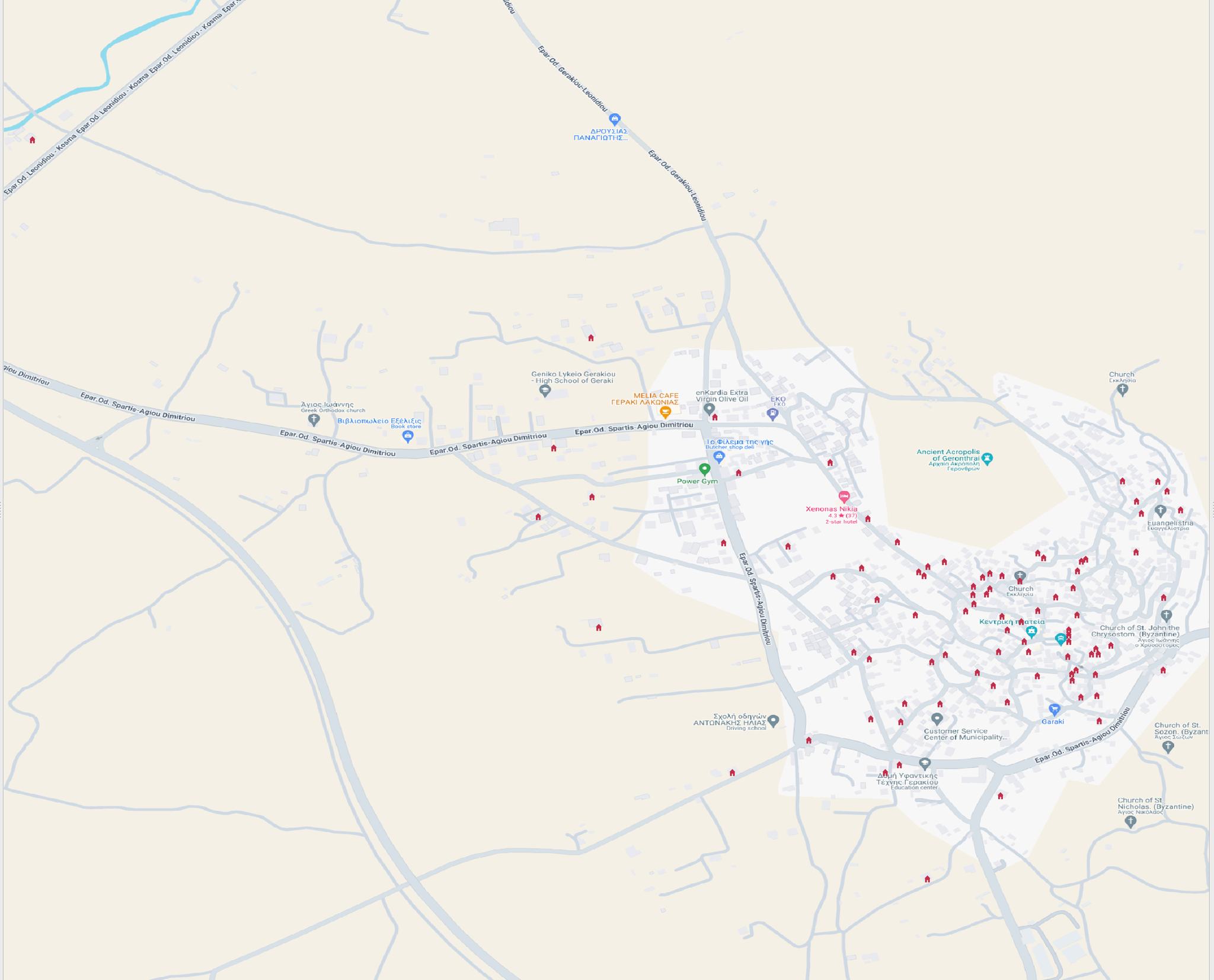 Map of Houses of Weavers in Geraki