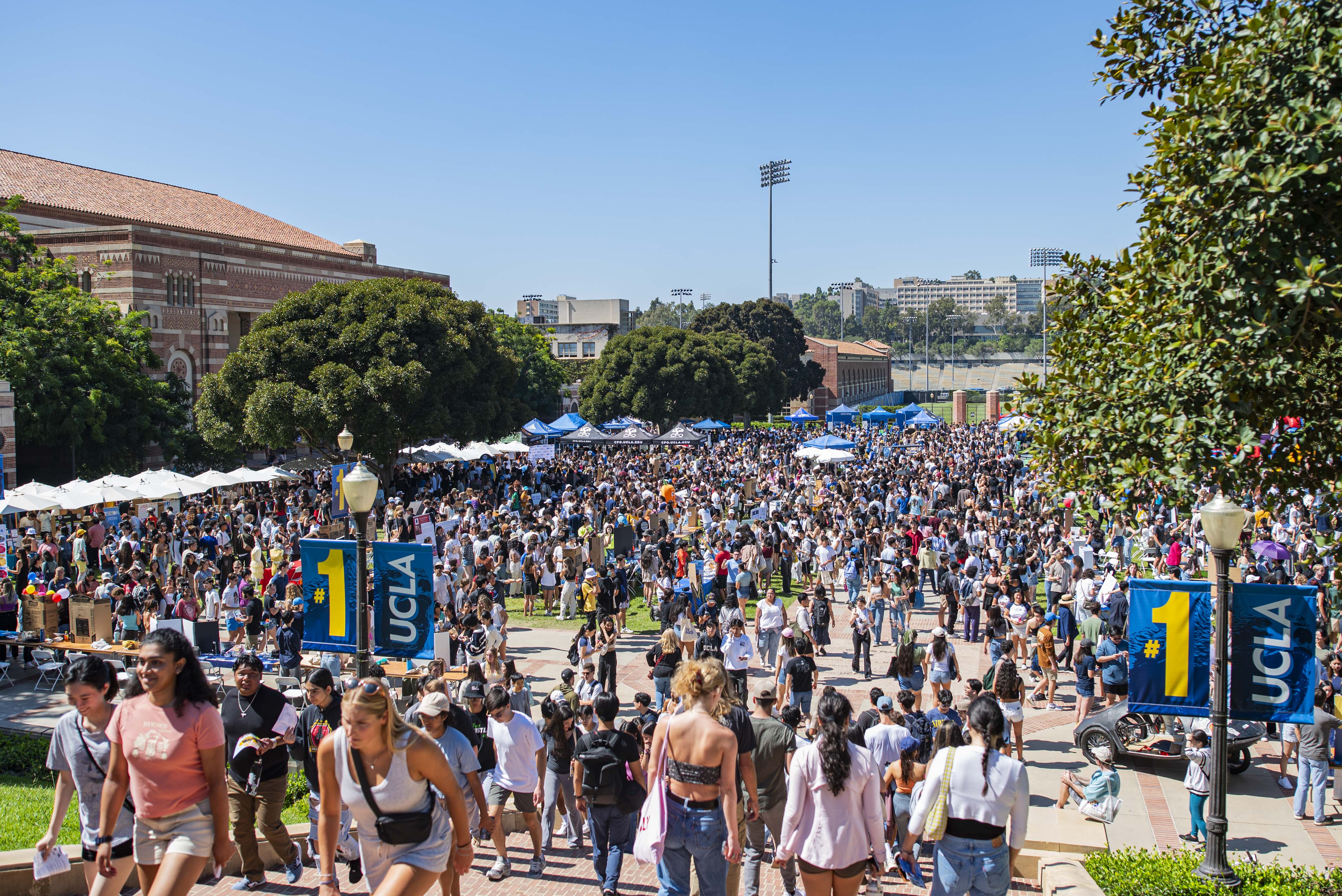 UCLA Students walking around the quad